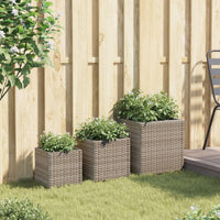 Thumbnail for Pflanzkübel 3 Stk. Grau Poly Rattan