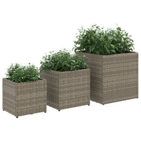 Thumbnail for Pflanzkübel 3 Stk. Grau Poly Rattan