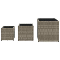 Thumbnail for Pflanzkübel 3 Stk. Grau Poly Rattan