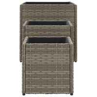 Thumbnail for Pflanzkübel 3 Stk. Grau Poly Rattan