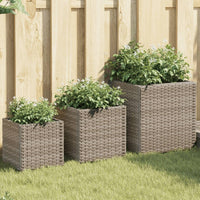 Thumbnail for Pflanzkübel 3 Stk. Grau Poly Rattan