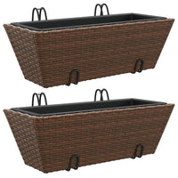 Thumbnail for Pflanzkübel mit Haken 2 Stk. Braun Poly Rattan