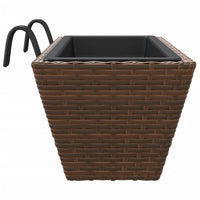 Thumbnail for Pflanzkübel mit Haken 2 Stk. Braun Poly Rattan