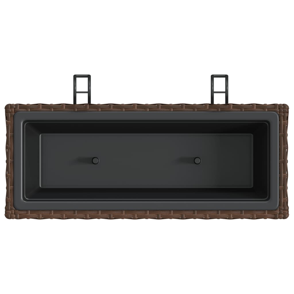Pflanzkübel mit Haken 2 Stk. Braun Poly Rattan