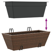 Thumbnail for Pflanzkübel mit Haken 2 Stk. Braun Poly Rattan