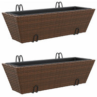 Thumbnail for Pflanzkübel mit Haken 2 Stk. Braun Poly Rattan