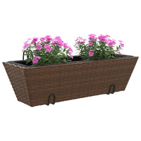 Thumbnail for Pflanzkübel mit Haken 2 Stk. Braun Poly Rattan