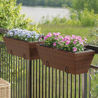 Thumbnail for Pflanzkübel mit Haken 2 Stk. Braun Poly Rattan