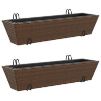 Thumbnail for Pflanzkübel mit Haken 2 Stk. Braun Poly Rattan