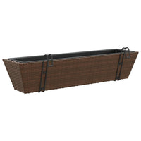 Thumbnail for Pflanzkübel mit Haken 2 Stk. Braun Poly Rattan