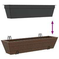 Thumbnail for Pflanzkübel mit Haken 2 Stk. Braun Poly Rattan