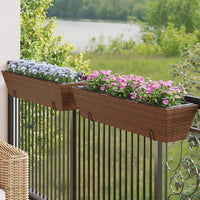 Thumbnail for Pflanzkübel mit Haken 2 Stk. Braun Poly Rattan