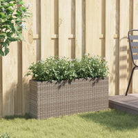 Thumbnail for Hochbeet mit 2 Fächern Grau 90x20x40 cm Poly Rattan