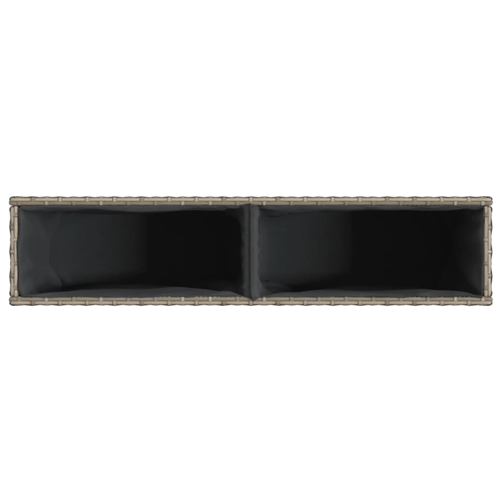 Hochbeet mit 2 Fächern Grau 90x20x40 cm Poly Rattan