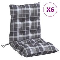 Thumbnail for Niedriglehner-Auflagen 6 Stk. Grau Karomuster Oxford-Gewebe