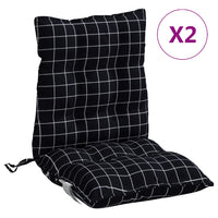 Thumbnail for Niedriglehner-Auflagen 2 Stk. Schwarz Karomuster Oxford-Gewebe