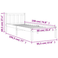 Thumbnail for Massivholzbett ohne Matratze Wachsbraun 90x190 cm Kiefernholz
