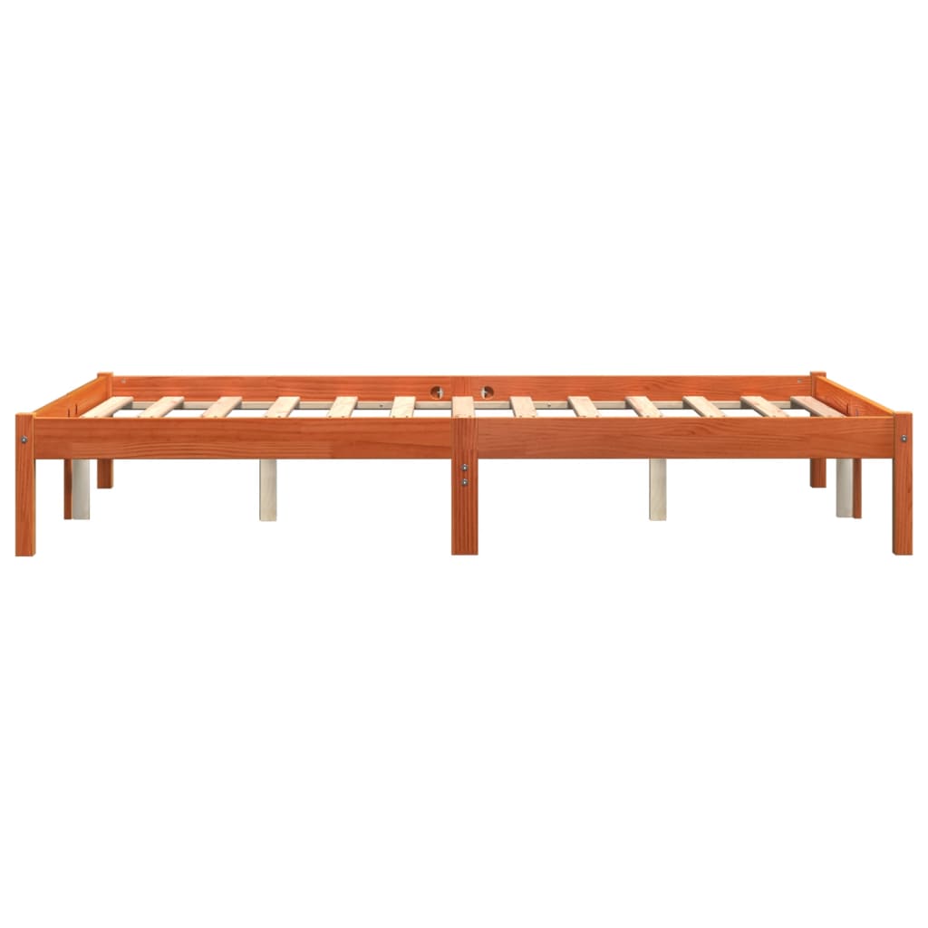 Massivholzbett ohne Matratze Wachsbraun 120x200 cm Kiefernholz