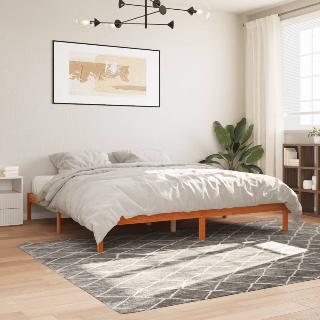 Massivholzbett ohne Matratze Wachsbraun 200x200 Kiefernholz