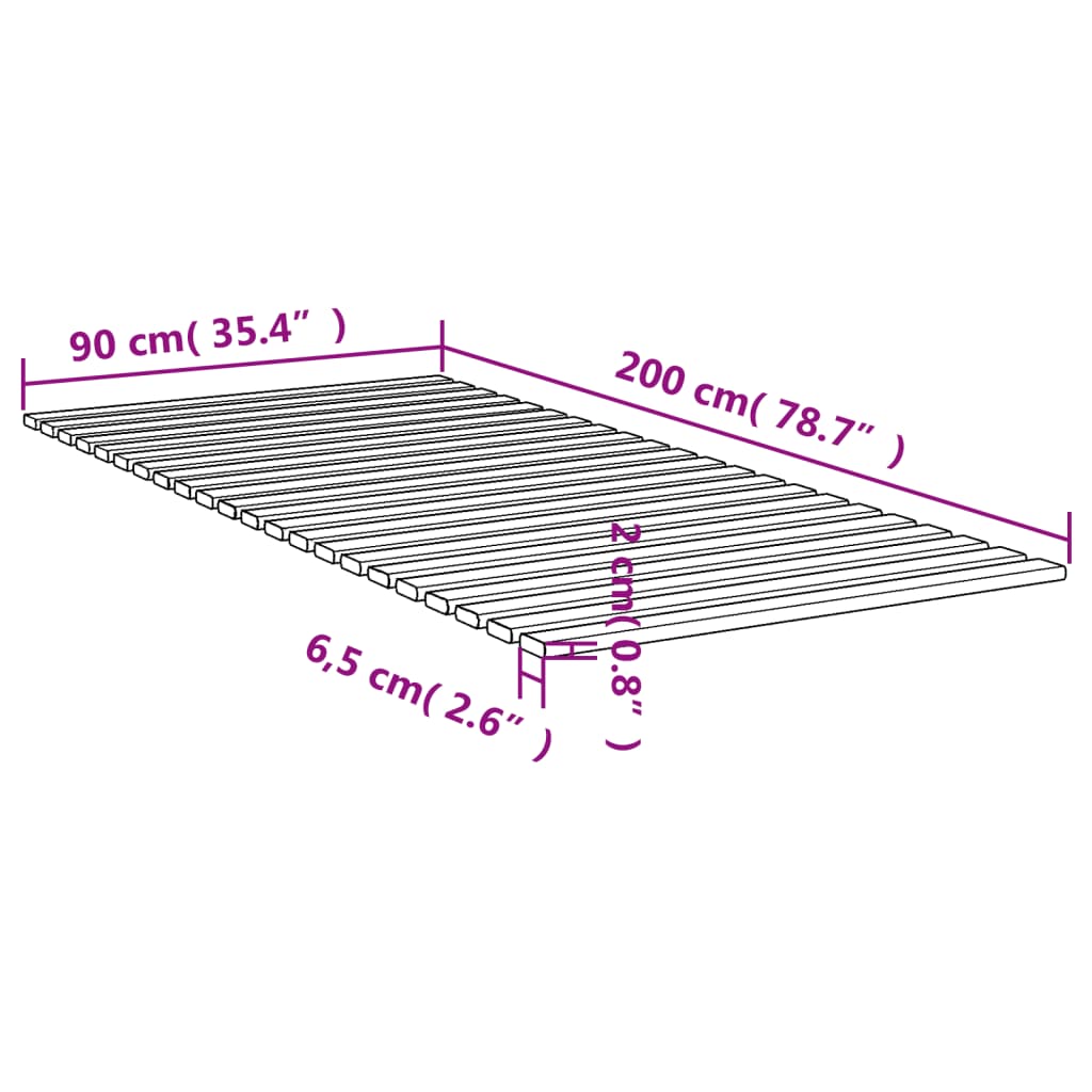 Lattenrost 90x200 cm Massivholz Kiefer