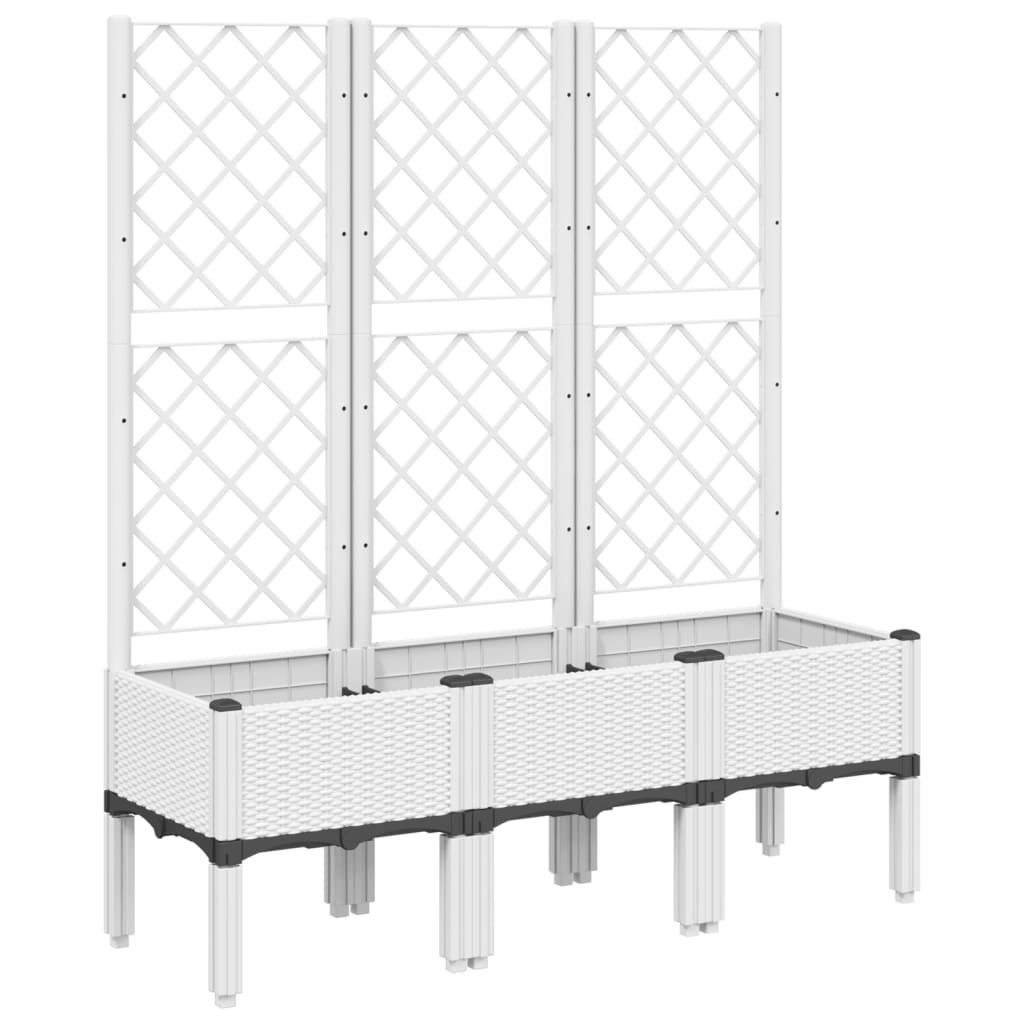 Pflanzkübel mit Rankgitter Weiß 120x40x142 cm PP