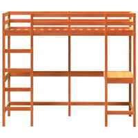 Thumbnail for Hochbett mit Schreibtisch Wachsbraun 80x200cm Massivholz Kiefer