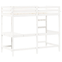 Thumbnail for Hochbett mit Schreibtisch Weiß 90x190 cm Massivholz Kiefer