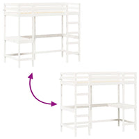 Thumbnail for Hochbett mit Schreibtisch Weiß 90x190 cm Massivholz Kiefer