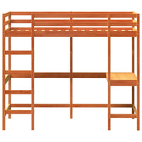 Thumbnail for Hochbett mit Schreibtisch Wachsbraun 90x190cm Massivholz Kiefer