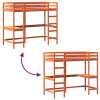 Thumbnail for Hochbett mit Schreibtisch Wachsbraun 90x190cm Massivholz Kiefer