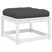 Thumbnail for Gartenhocker mit Kissen Weiß Massivholz Kiefer