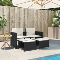 Thumbnail for Gartensofa 2-Sitzer mit Tisch und Hockern Schwarz Poly Rattan