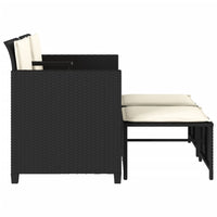 Thumbnail for Gartensofa 2-Sitzer mit Tisch und Hockern Schwarz Poly Rattan