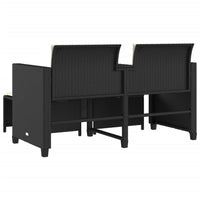 Thumbnail for Gartensofa 2-Sitzer mit Tisch und Hockern Schwarz Poly Rattan