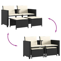 Thumbnail for Gartensofa 2-Sitzer mit Tisch und Hockern Schwarz Poly Rattan