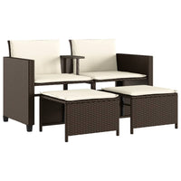 Thumbnail for Gartensofa 2-Sitzer mit Tisch und Hockern Braun Poly Rattan