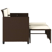 Thumbnail for Gartensofa 2-Sitzer mit Tisch und Hockern Braun Poly Rattan