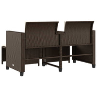 Thumbnail for Gartensofa 2-Sitzer mit Tisch und Hockern Braun Poly Rattan