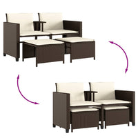 Thumbnail for Gartensofa 2-Sitzer mit Tisch und Hockern Braun Poly Rattan