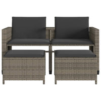 Thumbnail for Gartensofa 2-Sitzer mit Tisch und Hockern Grau Poly Rattan