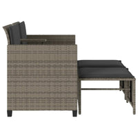 Thumbnail for Gartensofa 2-Sitzer mit Tisch und Hockern Grau Poly Rattan