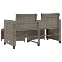 Thumbnail for Gartensofa 2-Sitzer mit Tisch und Hockern Grau Poly Rattan