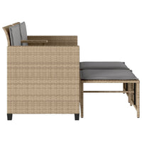 Thumbnail for Gartensofa 2-Sitzer mit Tisch und Hockern Beige Poly Rattan