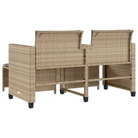 Thumbnail for Gartensofa 2-Sitzer mit Tisch und Hockern Beige Poly Rattan