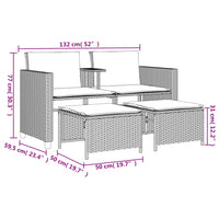 Thumbnail for Gartensofa 2-Sitzer mit Tisch und Hockern Beige Poly Rattan