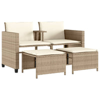 Thumbnail for Gartensofa 2-Sitzer mit Tisch und Hockern Beige Poly Rattan