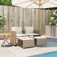 Thumbnail for Gartensofa 2-Sitzer mit Tisch und Hockern Beige Poly Rattan