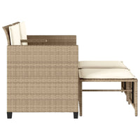 Thumbnail for Gartensofa 2-Sitzer mit Tisch und Hockern Beige Poly Rattan