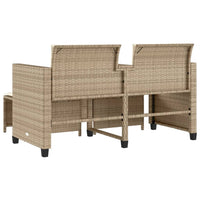Thumbnail for Gartensofa 2-Sitzer mit Tisch und Hockern Beige Poly Rattan