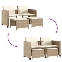 Thumbnail for Gartensofa 2-Sitzer mit Tisch und Hockern Beige Poly Rattan